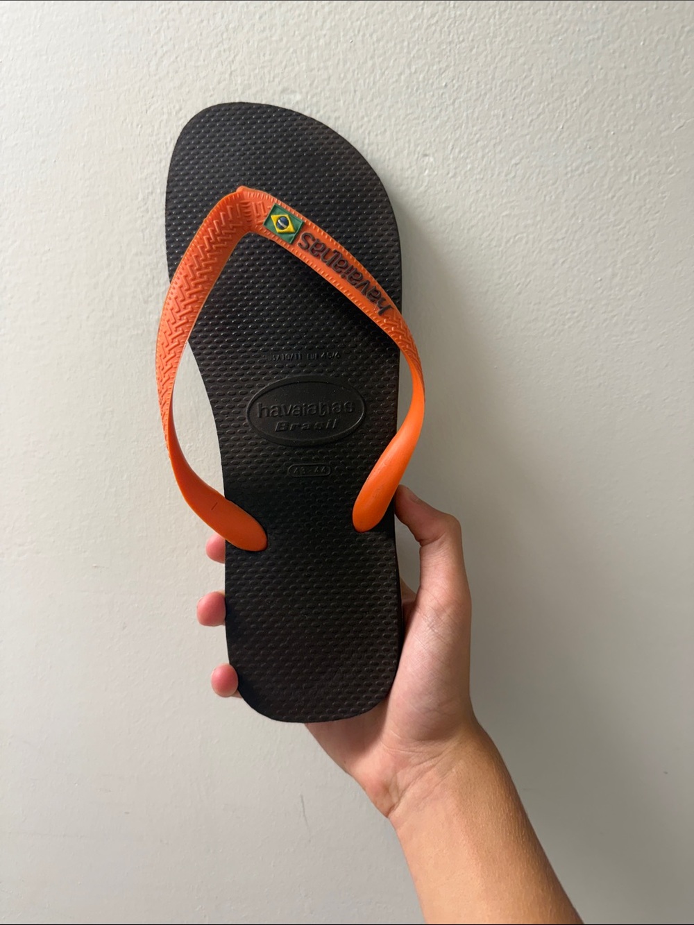 Havaianas Black Footbed Flip Flop with Orange Straps